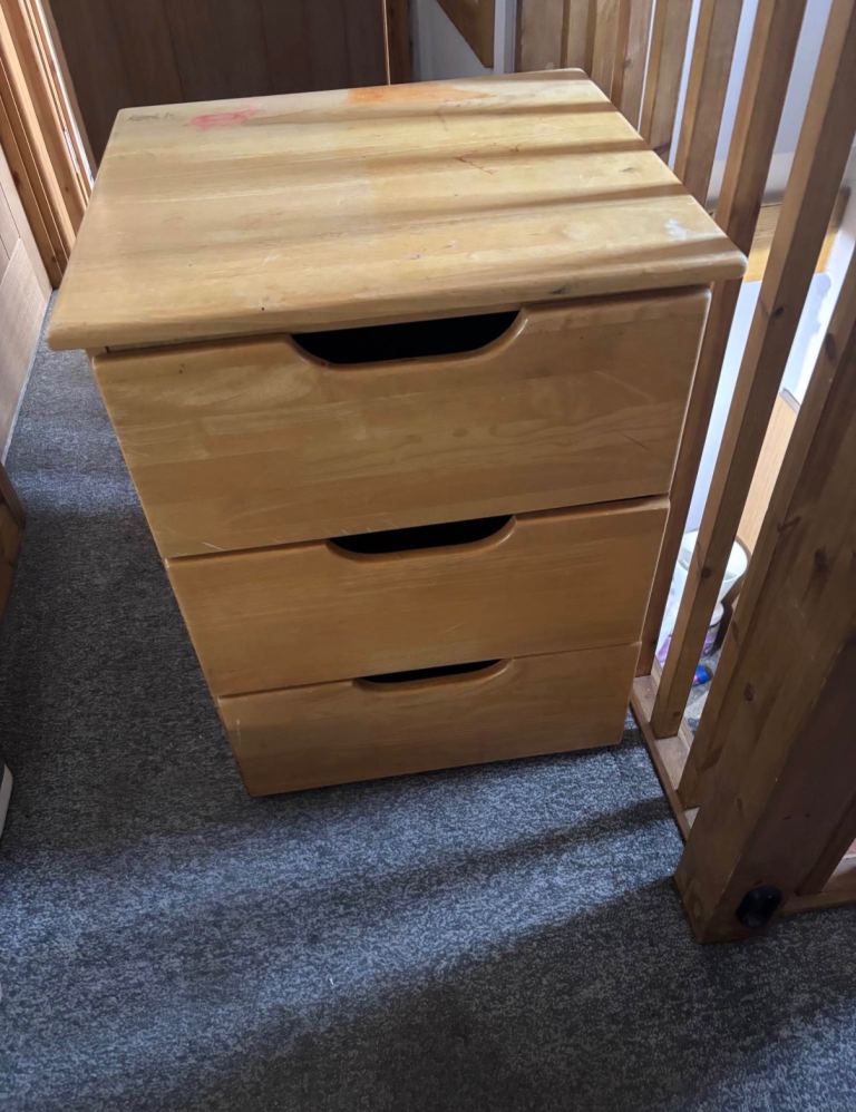 Wooden 3-Drawer Chest of Drawers – Fair Condition