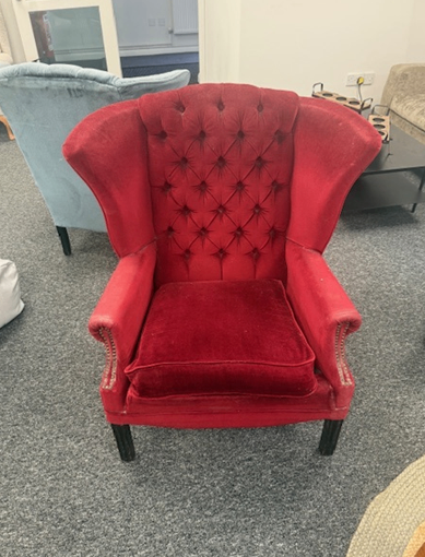 Red Velvet Wingback Armchair – FREE UK MAINLAND DELIVERY