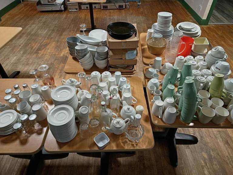Large Bundle of White Ceramic Dinnerware and Glassware – Good Condition. £50 for everything