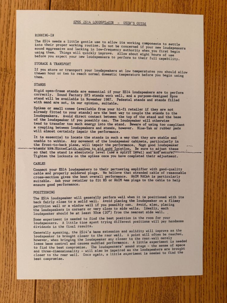 Epos ES14 hi-if loudspeakers 