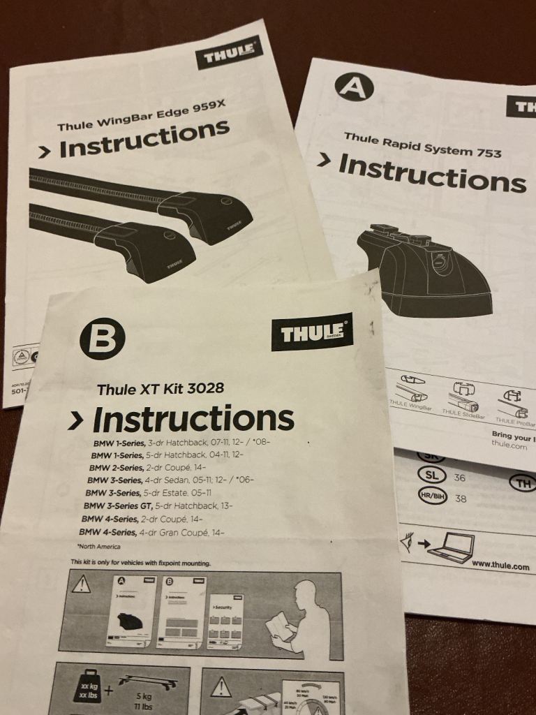 Thule roof bars and kit 