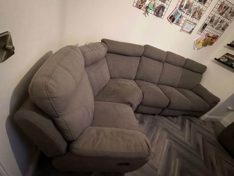 Large Grey Corner Sofa and Recliner Armchair – Good Condition