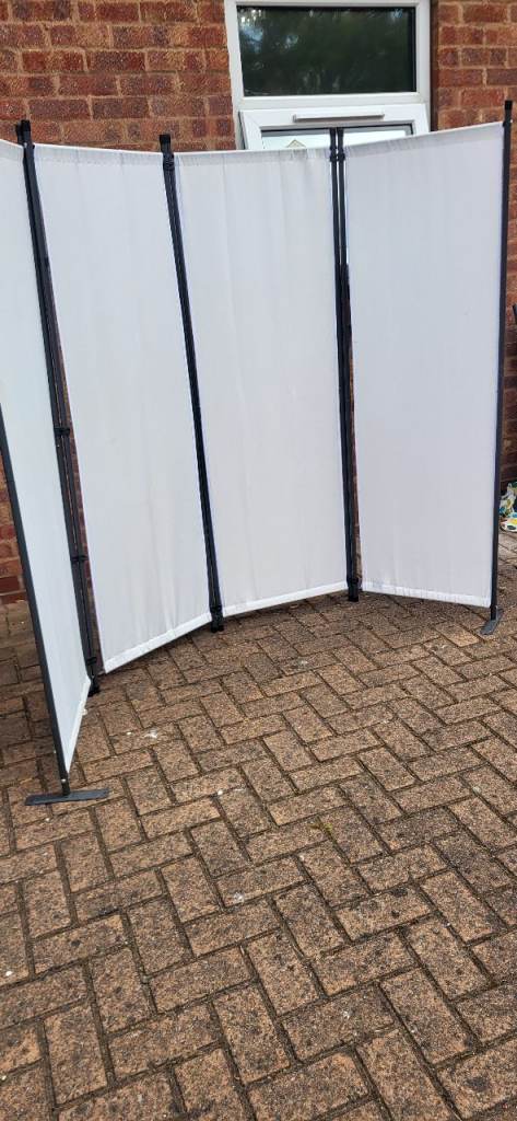 White Fabric Room Divider / Partition Screen