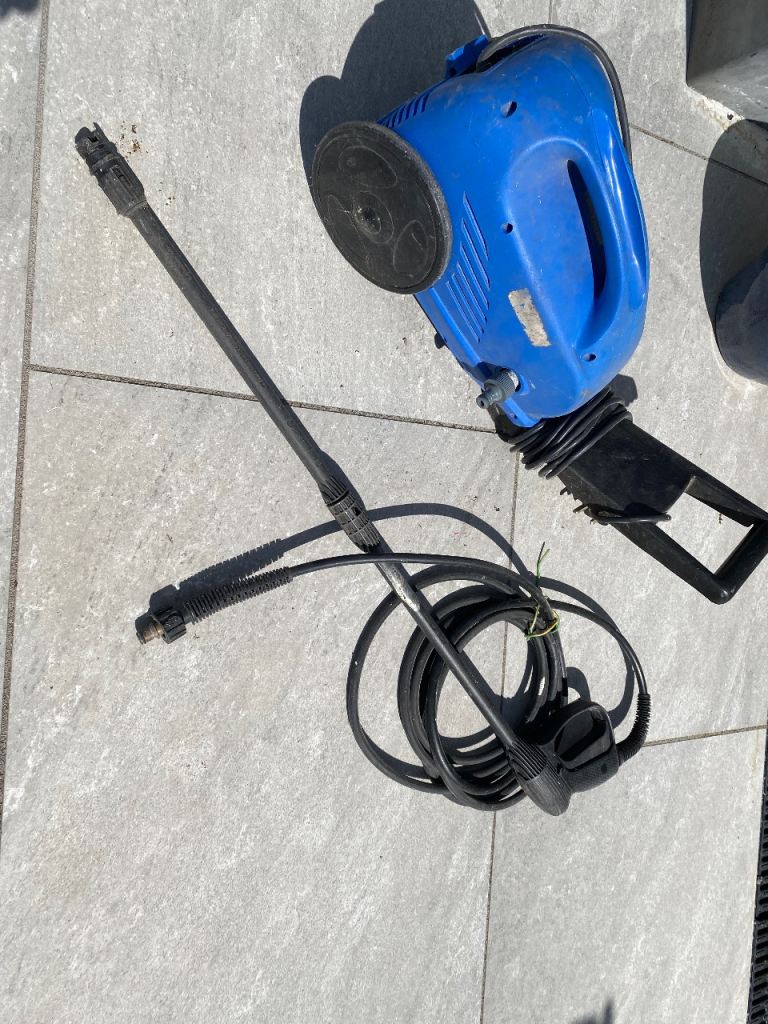 Blue Pressure Washer with Lance and Hose – Good Condition