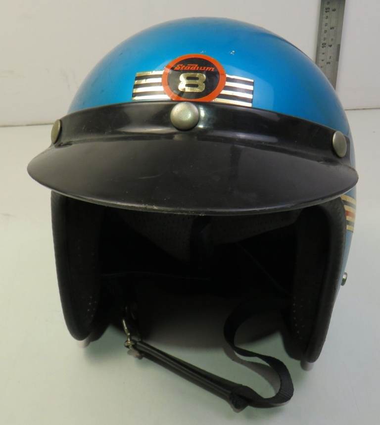 Rare Vintage : STADIUM PROJECT 8 Crash Helmet - Metallic Blue - 1960's - Size 4