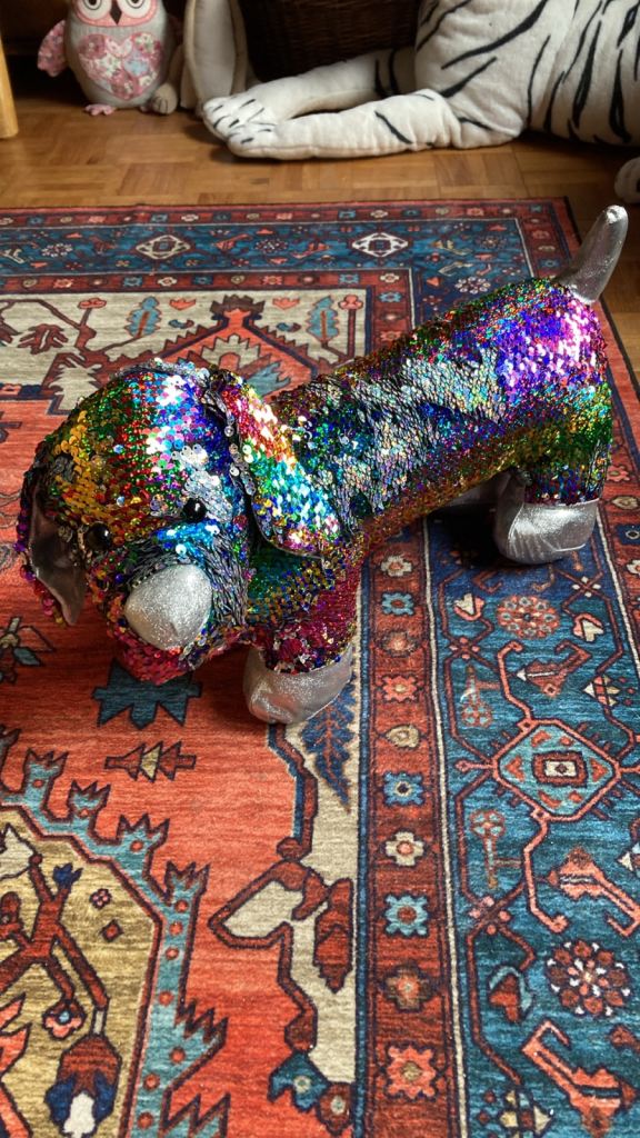 Dan Dee Rainbow Sequin Dachshund Dog Plush 21" Flip Sequins Doxie Weiner