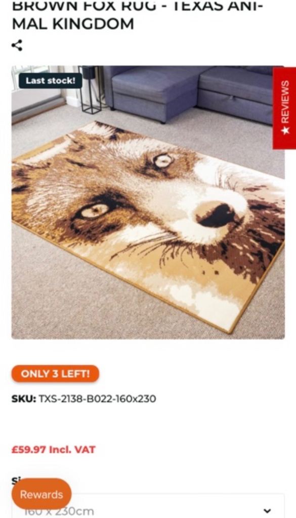 Flair rugs element wildlife Fox design Rug carpet 
