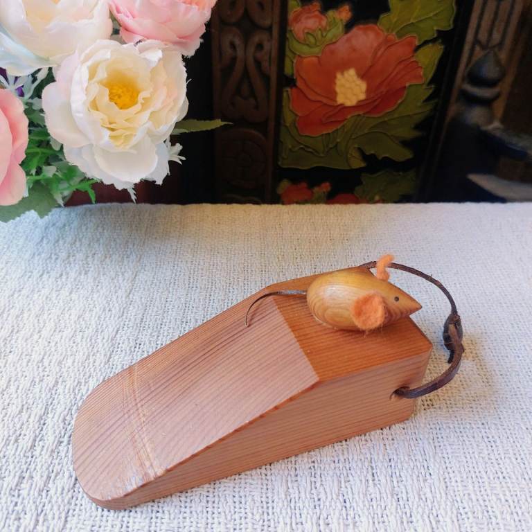 Vintage Door Wedge Doorstop With Mouse 