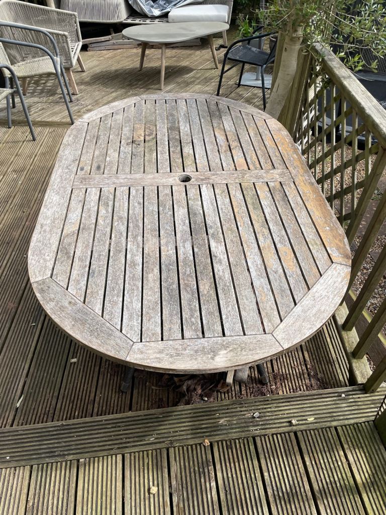 Outdoor Dining Table ( Rattan base, Teak wood) 
