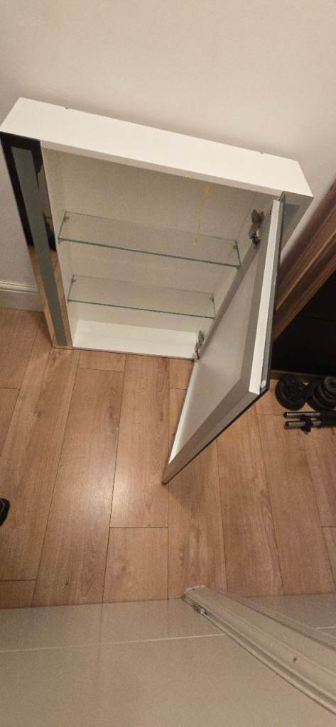 nice bathroom cabinet with mirror and light