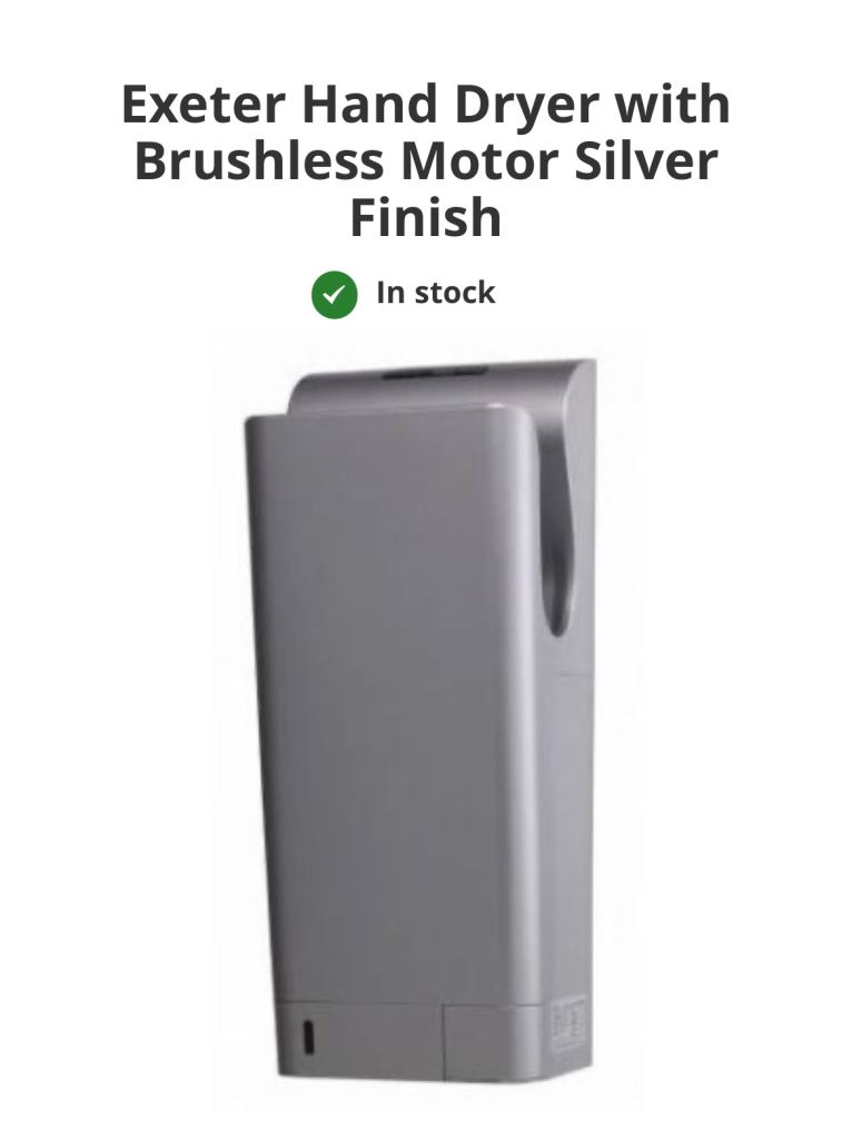 Electric Hand Dryer Silver stream hygiene Exeter 3702 New in the box Colour: Silver Material: 
