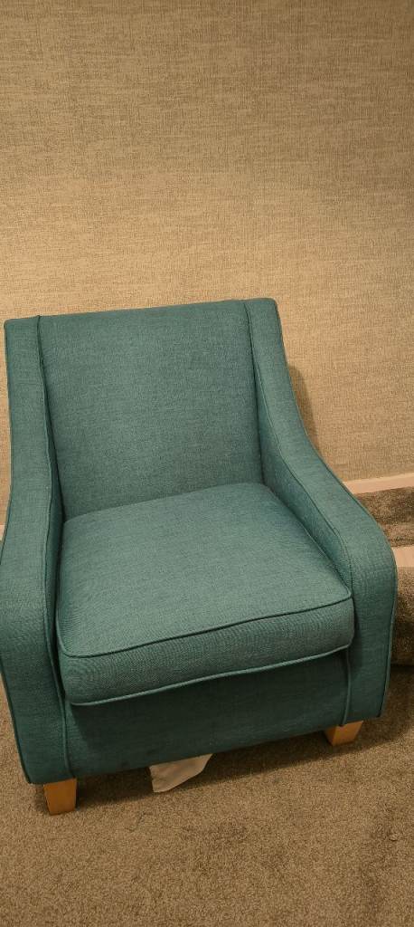 Comfortable Teal Fabric Armchair