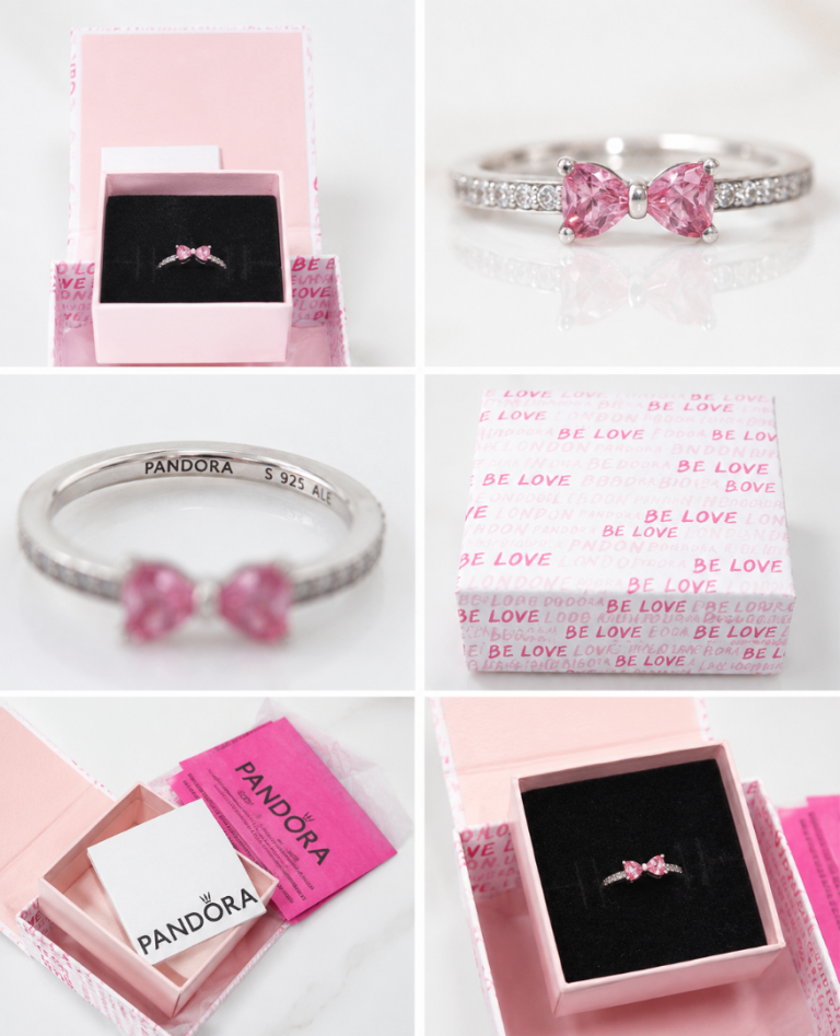     Brand New Pandora Sparkling Pink Bow Ring with Gift Box & Receipt