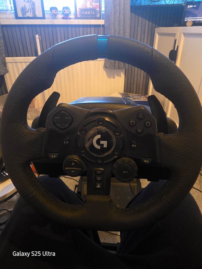 Driving racing wheel and pedals and racing chair