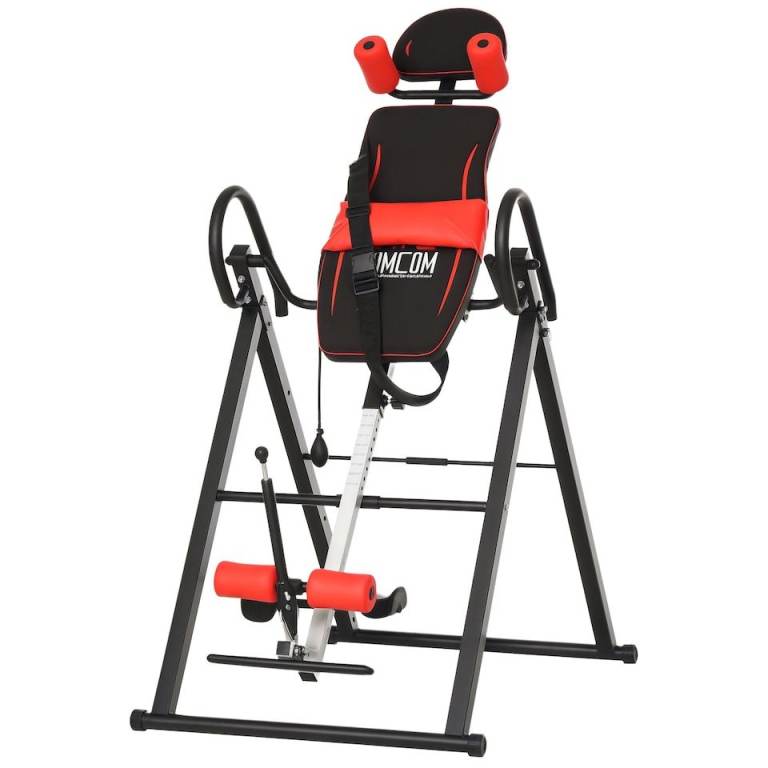 HOMCOM Adjustable Gravity Inversion Table with Safety Belt, Red collection Hilton derby