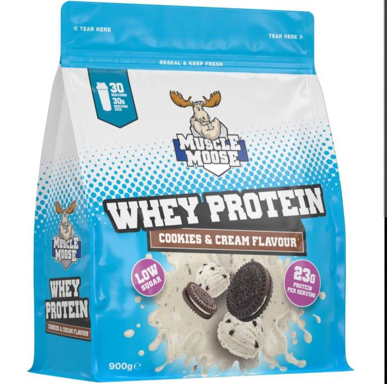 Muscle Moose Whey Protein Cookies & Cream Flavour 900g