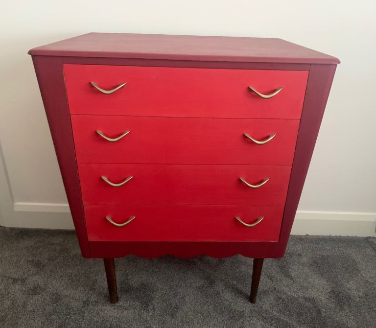 Two Toned Red Chest of Drawers 