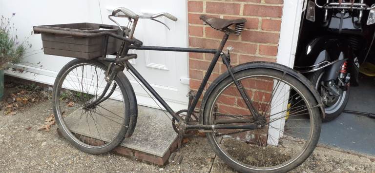 Vintage Black Raleigh Butchers Trade Bike with Front Rack – Fair Condition
