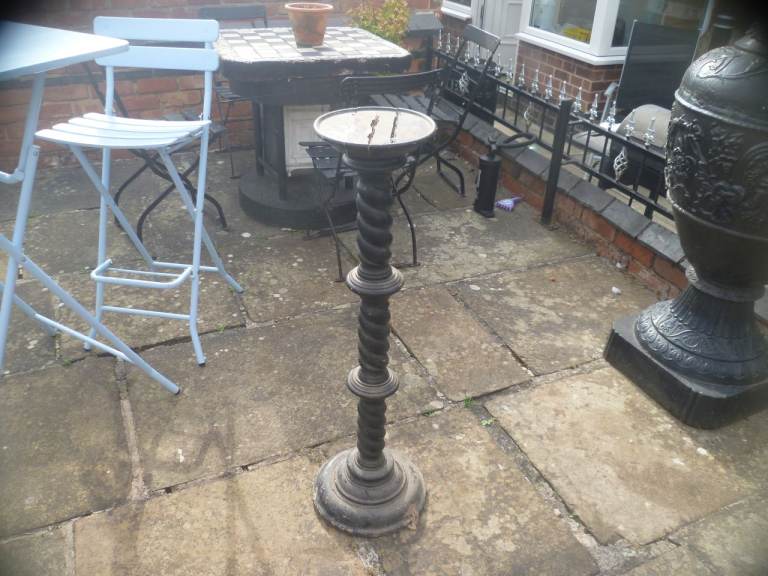 vintage wooden Pedestal Display stand plant stand 