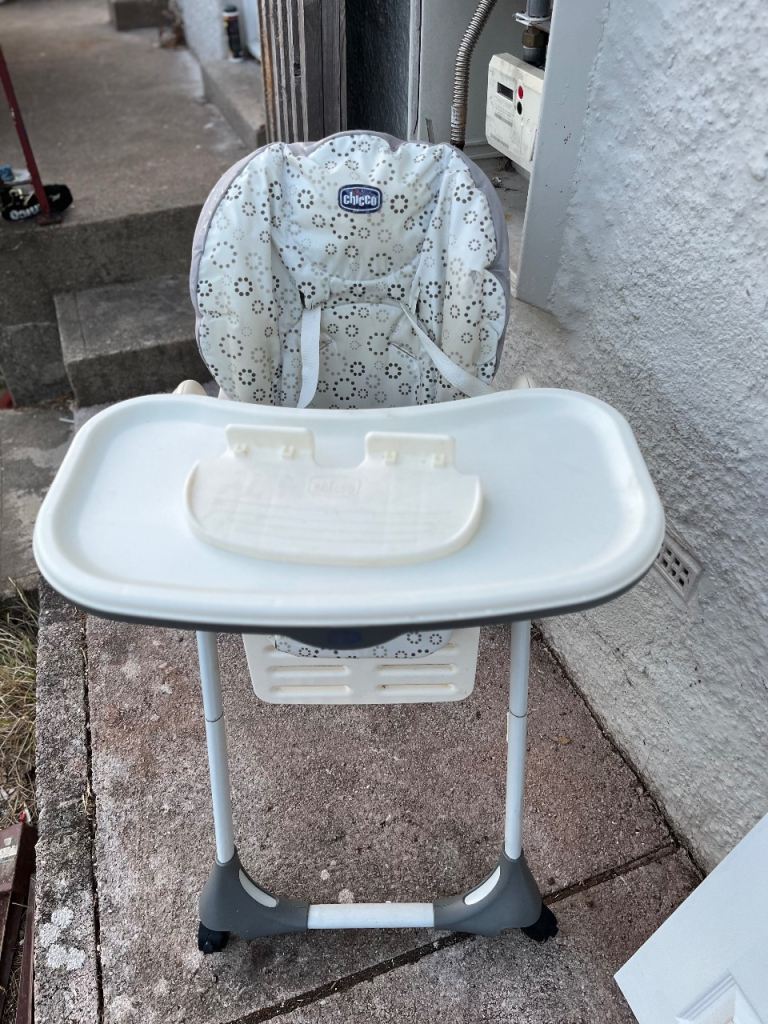 Chicco High Chair - White and Grey, Good Condition