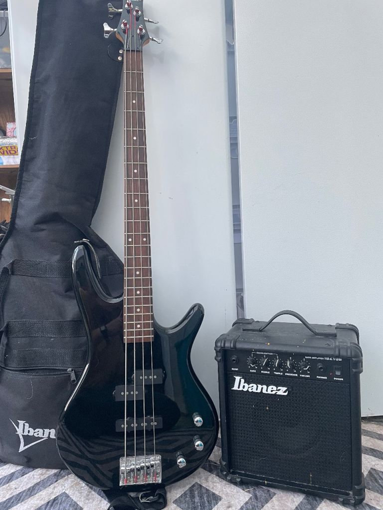 Ibanez Bass Guitar and Amplifier with Bag