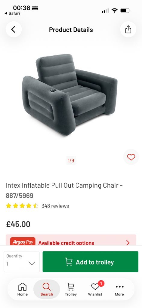 Intex Inflatable Single Sofa Bed