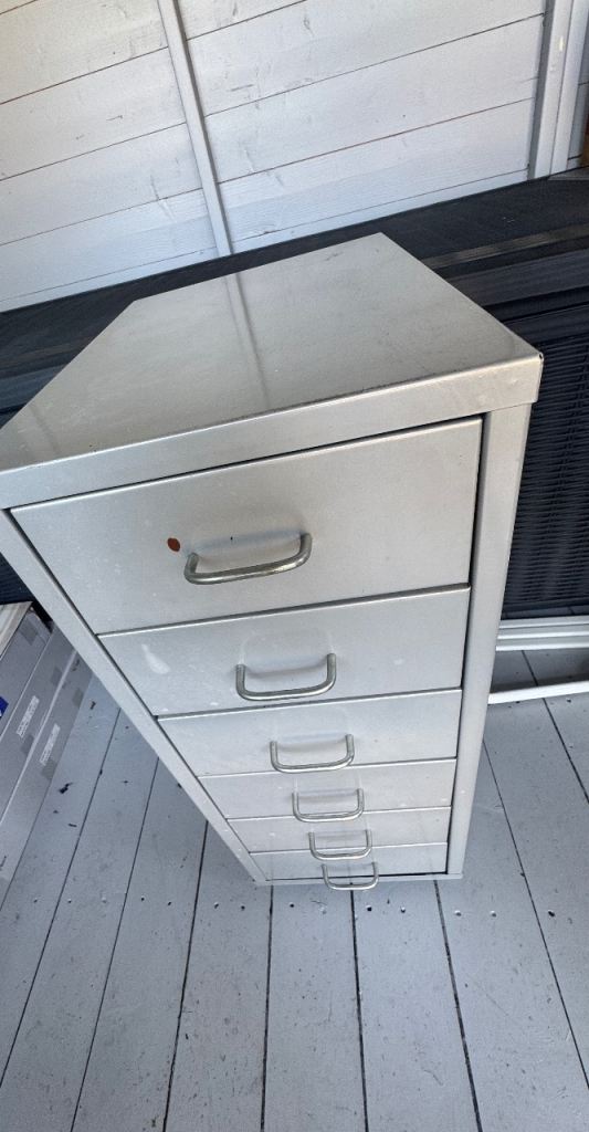 Pair Metal 6-Drawer Storage Units 
