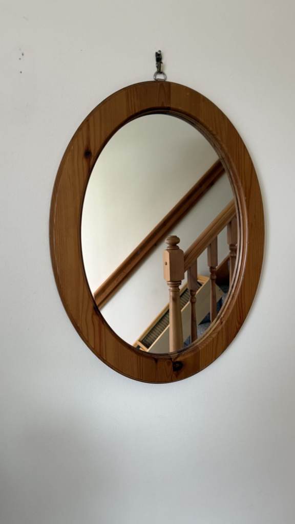 Oak Framed Oval Shaped Wall Mirror