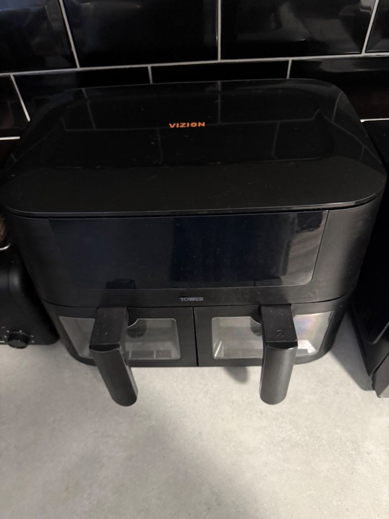 Vizion Dual Basket Air Fryer - Black, Good Condition