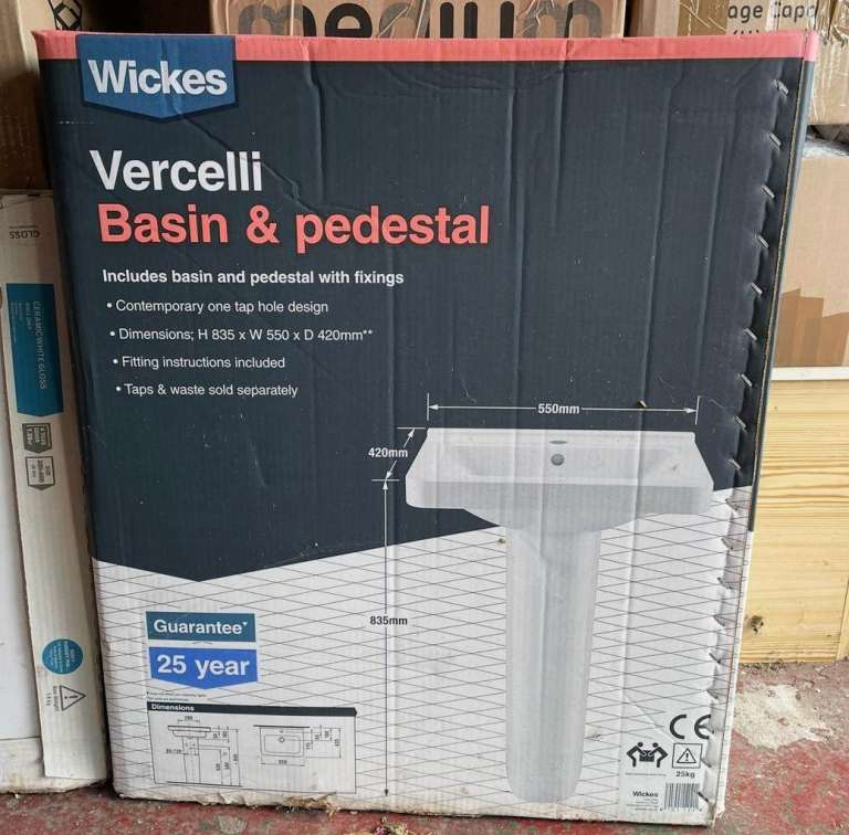 BATHROOM SINK AND PEDESTAL - BRAND NEW / BOX UNOPENED