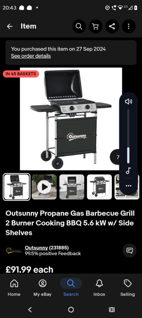 Outsunny Propane Gas Barbecue Grill 2 Burner BBQ with Side Shelves
