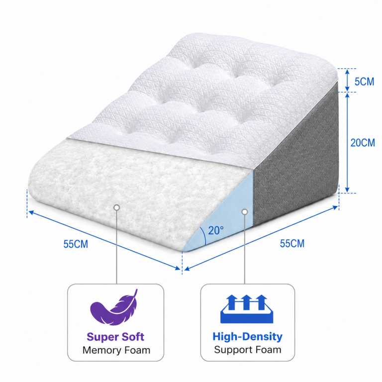 Baibu Memory Foam pillow wedge with Washable Cover for sleeping is ideal for reflux and injuries