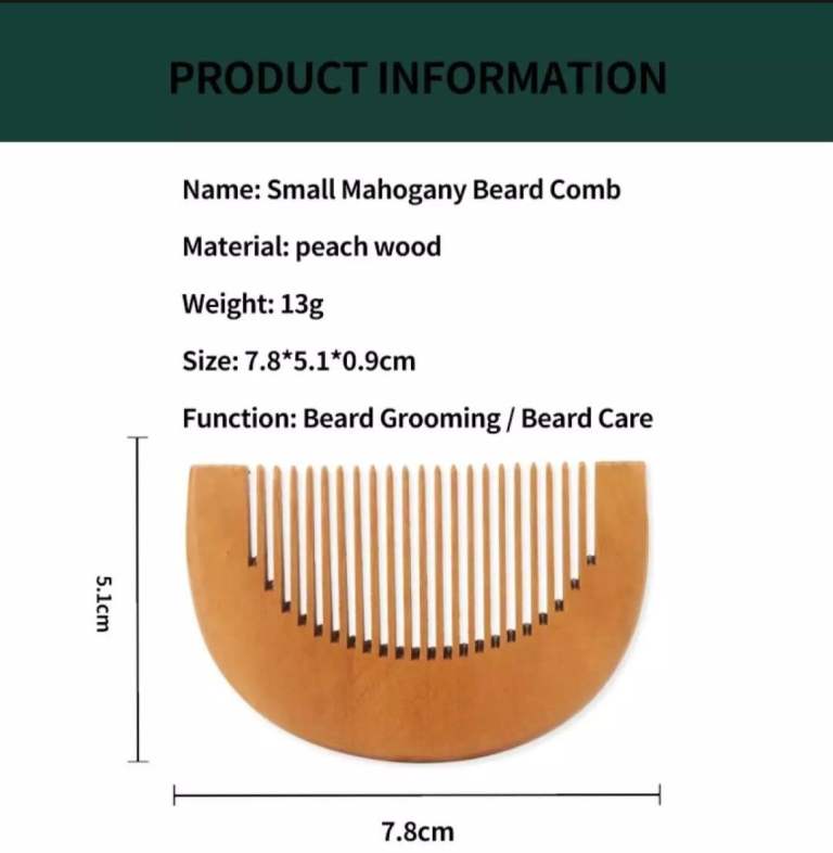 New Small Mahogany Beard Comb – Peach Wood, £5.00 for Sale