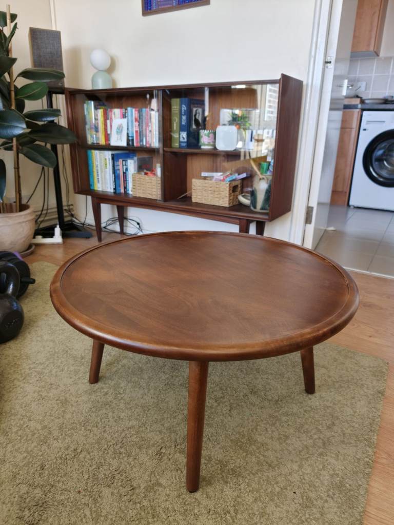 Scandinavian Walnut Round Coffee Table, £150.00 for Sale in Hackney, London