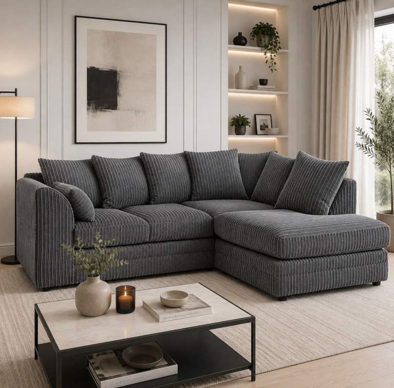 BRAND NEW Jumbo cord corner sofa - Available in a variety of colours 