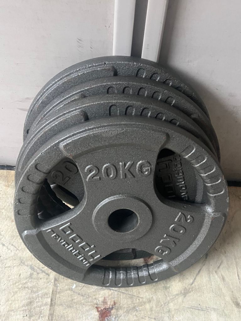4 20kg cast iron weight plates