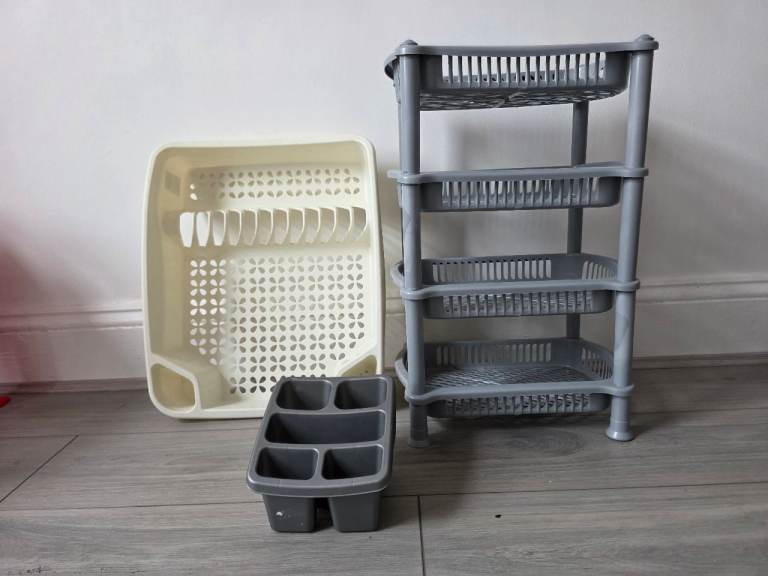 Kitchen Dish Drainer Rack and Storage Tower Set