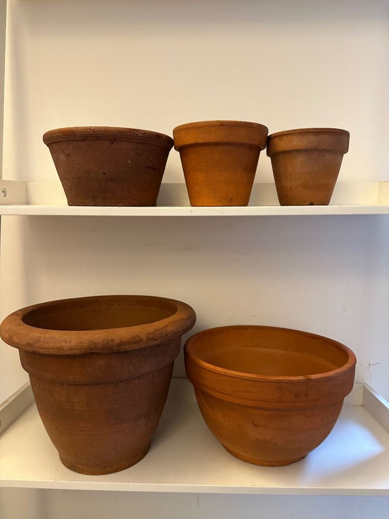 5 terracotta plant pots 