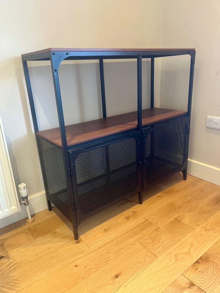 IKEA Fjallbo Shelving Unit with Doors – Black/Wood