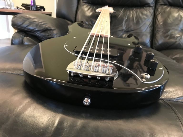 Sterling by Music Man Sub Ray 5 string bass guitar, Black, as new condition 