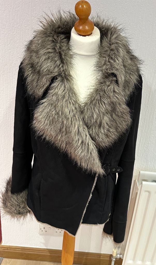 Lovely ladies faux suede flattering cross over jacket Size: M