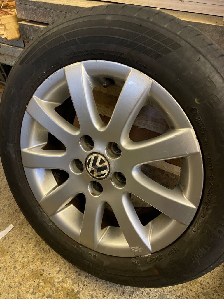Alloy and tyre from a VW