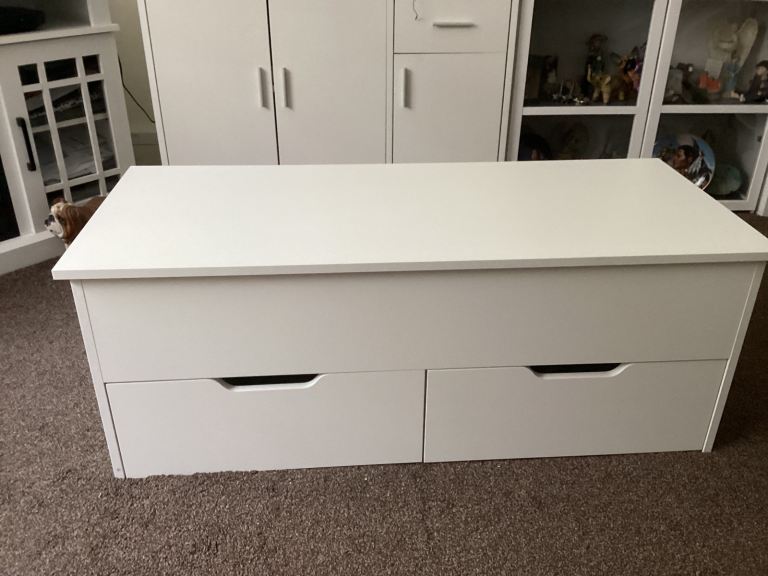 White Lift-Top Coffee Table with Storage Drawers