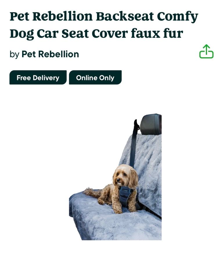 Pet Rebellion, back seat car cover for dogs. 