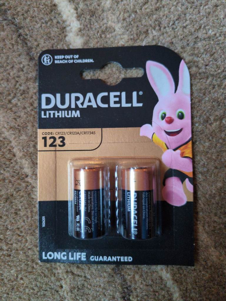 Duracell Lithium CR123 batteries 