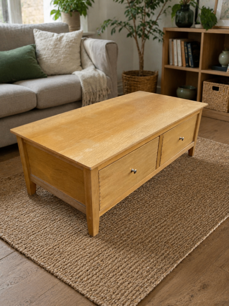 Wooden Coffee Table with 2 Drawers – Good Condition