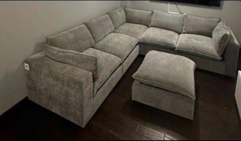 DUSK Boston Left Hand Corner Sofa With Pouffe