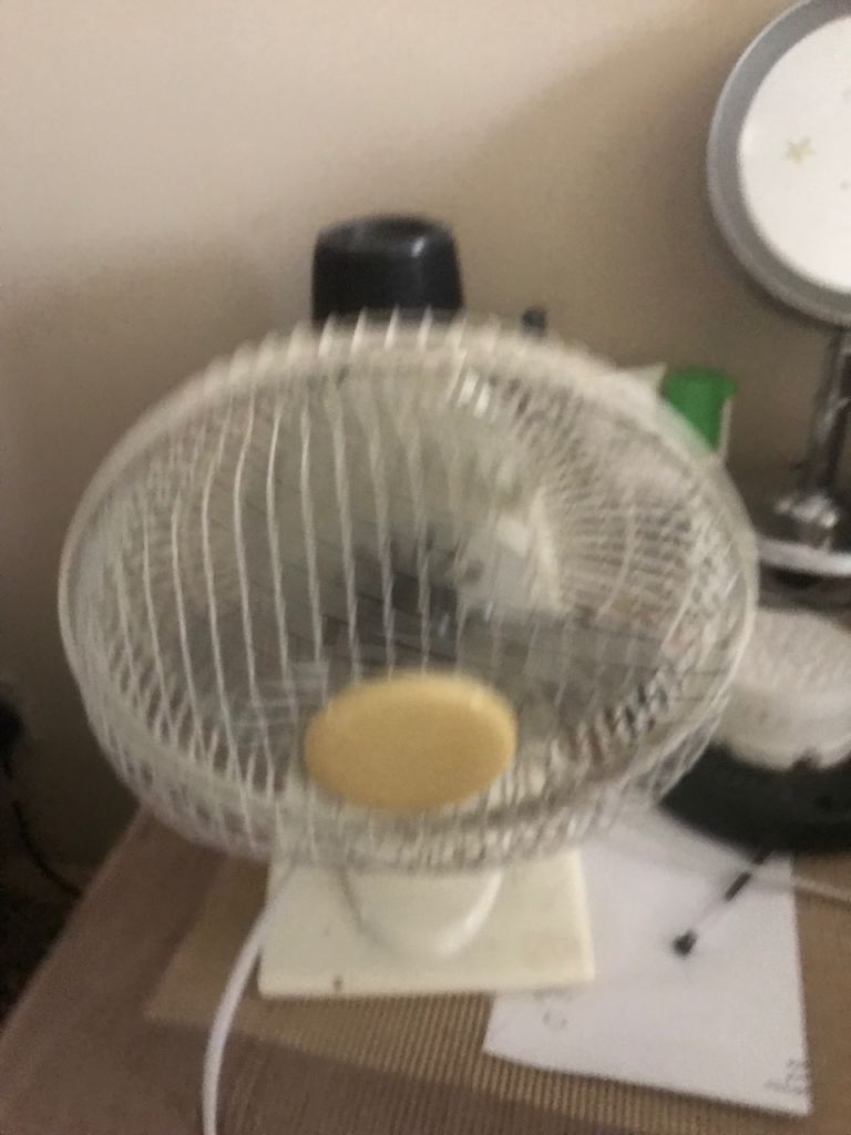 Small Table Fan – White, Good Condition Height is 28cm