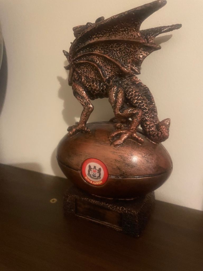 Welsh dragon rugby ball ornament 