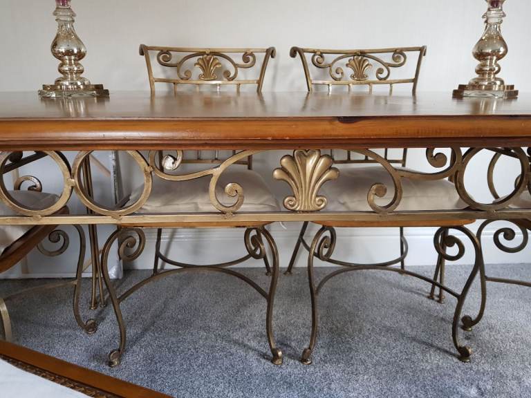 Dining table and chairs - stylish, wood and metal. Excellent condition.